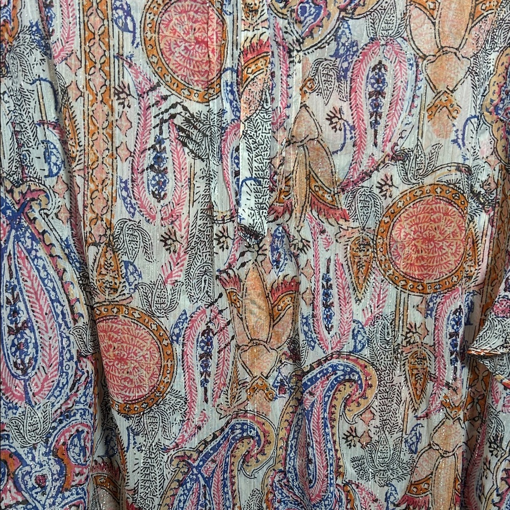 Vince Camuto Pink, Blue & Silver Paisley Blouse - Picture 3 of 9